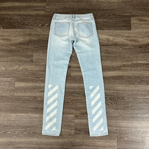 EUC Off-White Diagonal Stripe Patchwork Slim Jeans Size 26 Virgil Abloh Rare Y2K - Picture 5 of 16